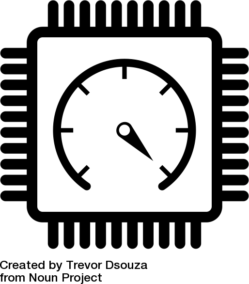 Computer chip with speed gauge